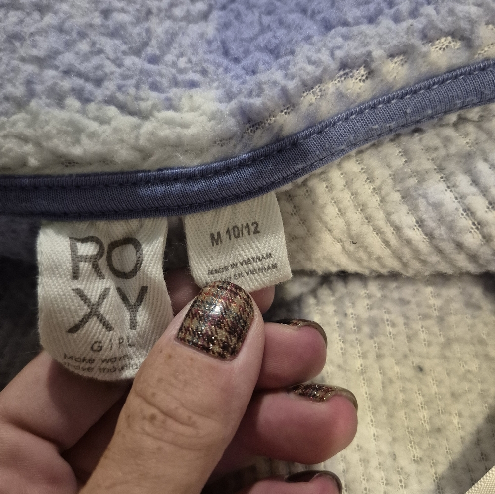 Girl's Roxy Plaid Sherpa Shirt Jacket M 8-10 LIKE NEW - Picture 10 of 13